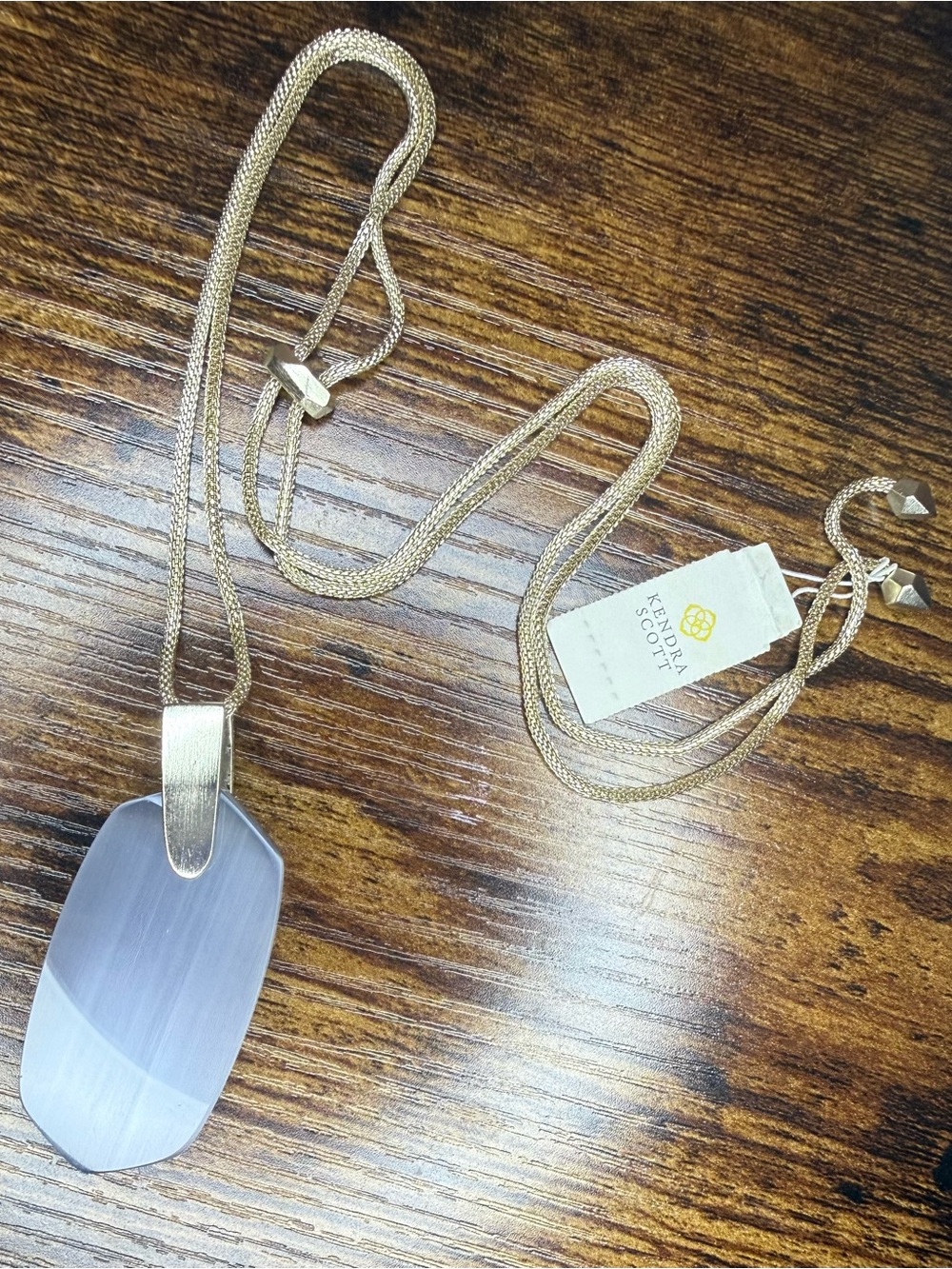 Kendra Scott Adjustable Necklace with Light Gray/Blue Pendant